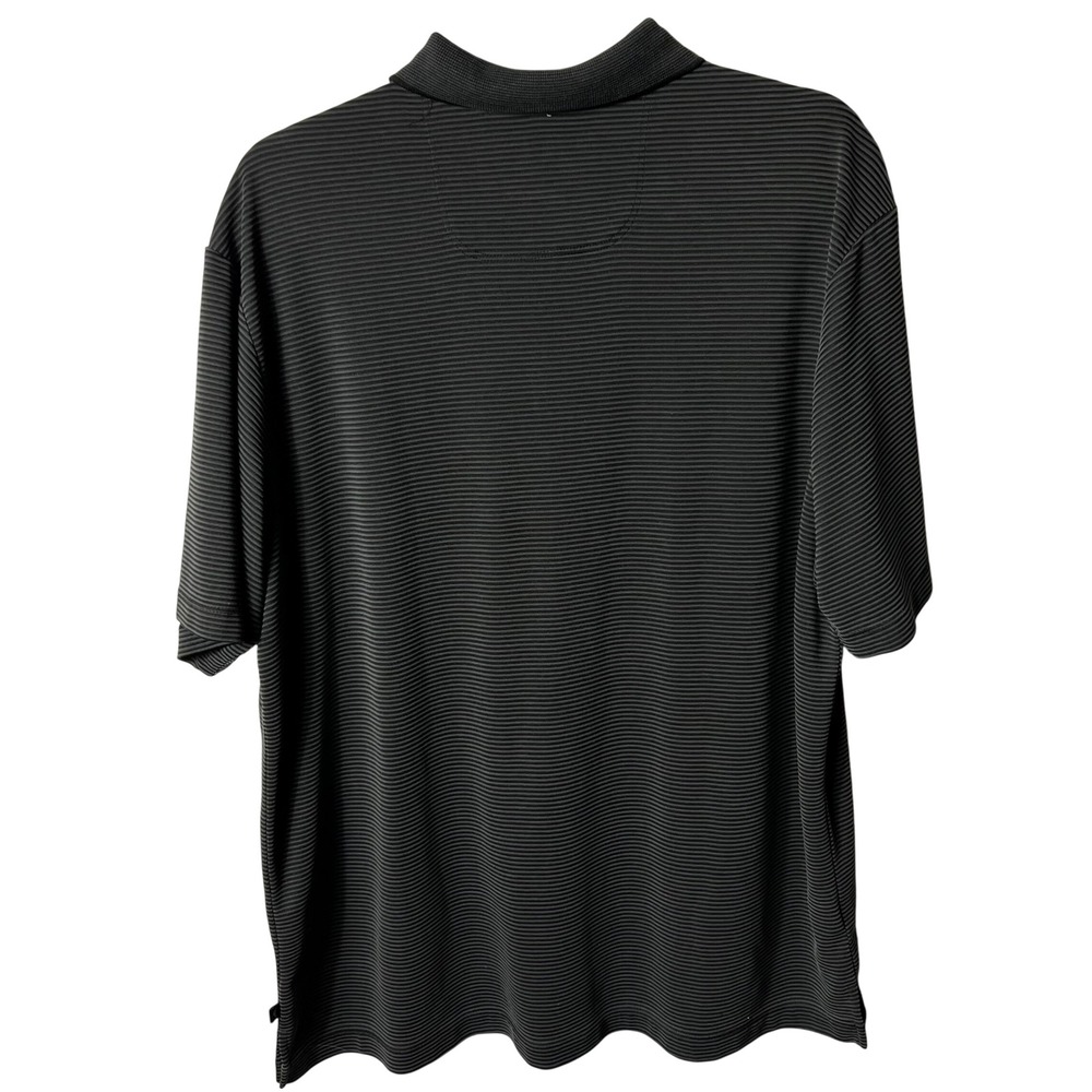 Tommy Bahama Mens Large Polo Shirt Black Grey Striped Textured Modal Blend Short - Picture 2 of 8